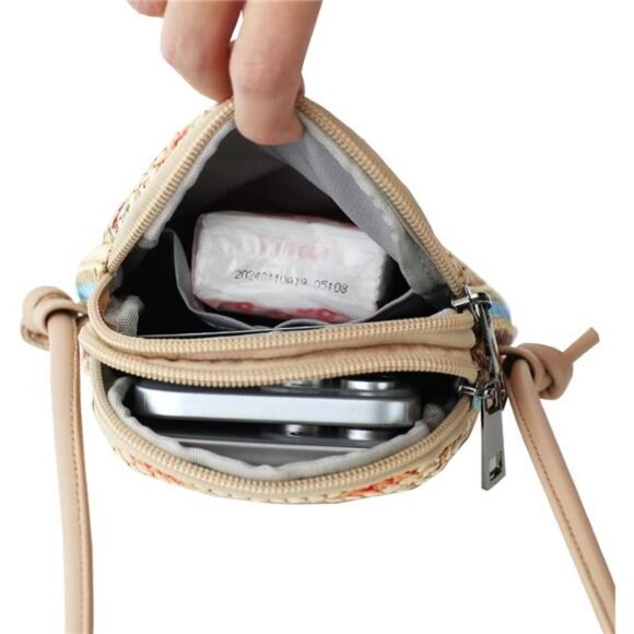 Women's Crossbody Bag Straw-off-white - Picture 4 of 6